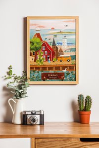„Harlingen“ – A3-Illustrationsdruck | Kunstdruck auf 300 g/m² Tintoretto Gesso | Elf Städte festgelegt
