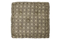 Square box cushion, black and beige geometric pattern, 45x45x10cm, decorative floor cushion