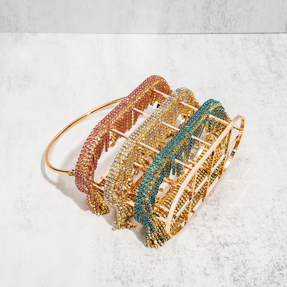 Chandelier Embellished Gold French Flag Diamond Bag