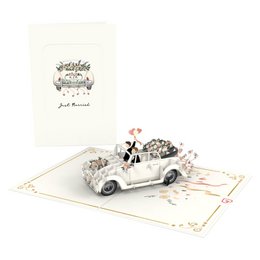Trouwauto met pop-upkaart voor homoparen