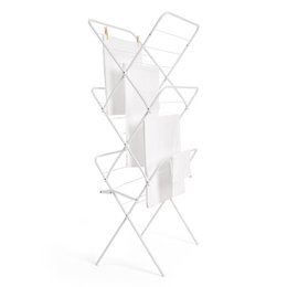 Rayén | Vertikale Wäscheleine, einfach zusammenklappbar, 14 m Trockenfläche, mit Beinverriegelungssystem, mit rutschfesten Stoppern, 61 x 138 x 44,5 cm