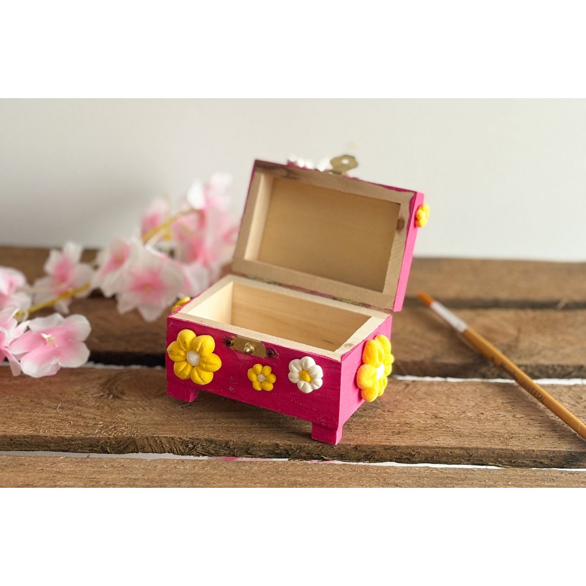 DIY Craft Kit Smykkeskrin Pink Med Silk Clay