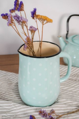 Enamel jug Polka dot blue 2,5L Isabelle Rose