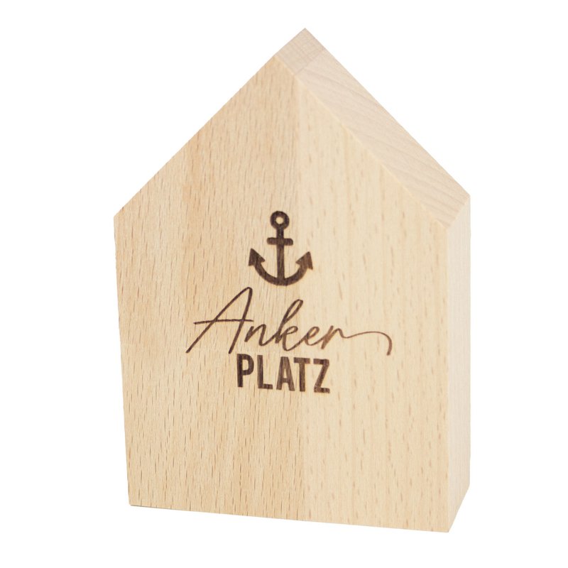 Large decorative wooden house anchorage made of sustainable beech wood