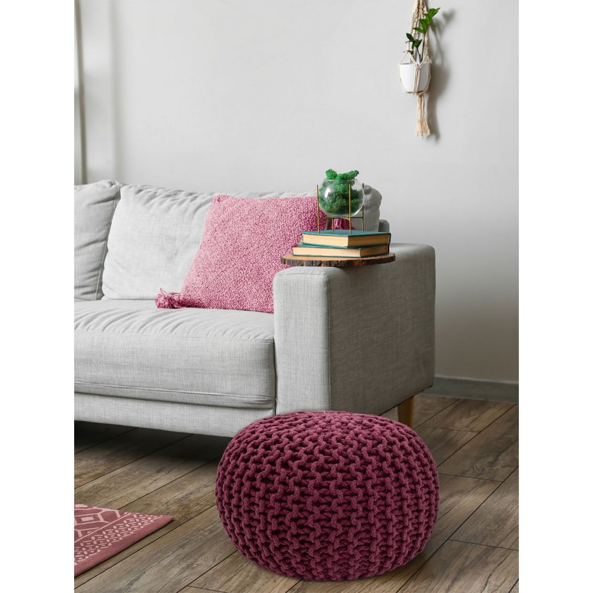 Pouf Ø 55 h 37 h 37 tabouret de tricot siège de planche de sol de pouf durable