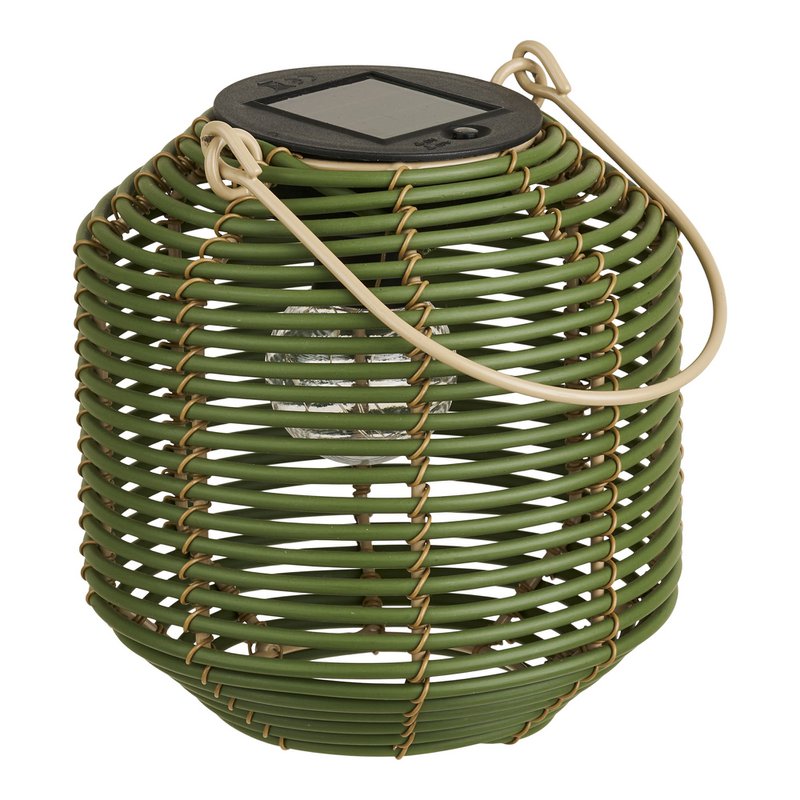 Crewe Lantern, genopladelig med integreret solpanel, grøn