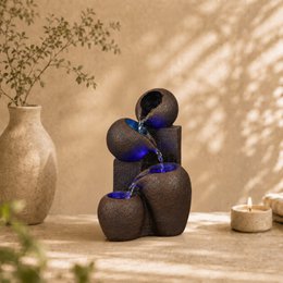 Binnenfontein - Luba - Zen en ontspannende sfeer - Gekleurd ledlicht - Trapsgewijze stroom - Decoratief cadeau-idee