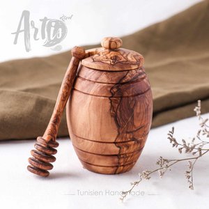 Olive Wood Honey Pot with Dipper