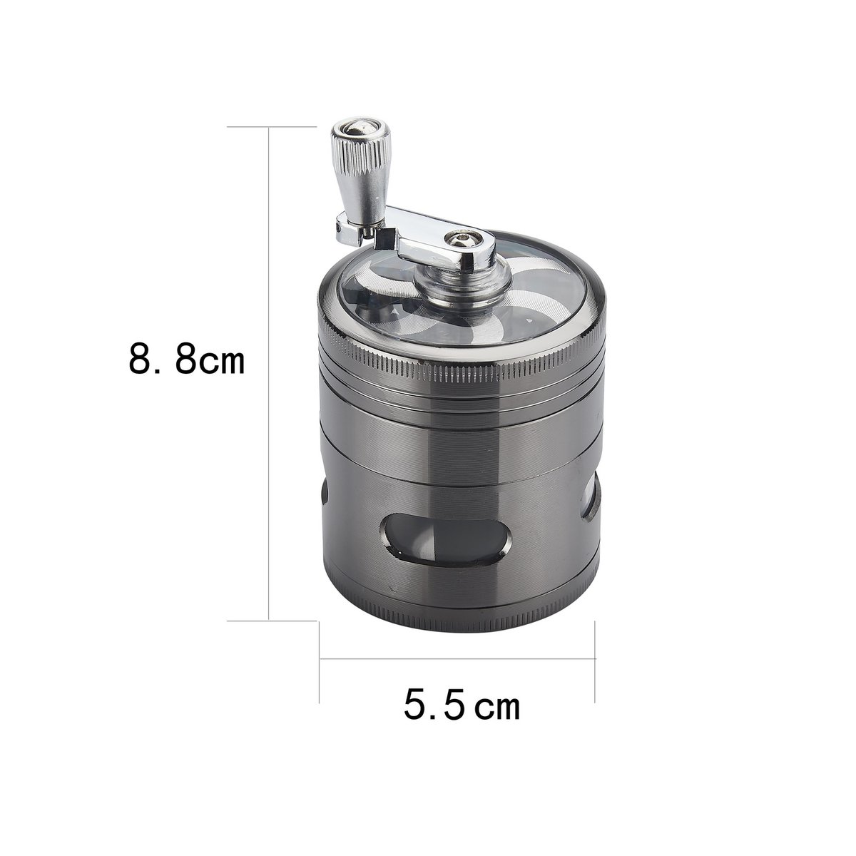 Display of 6 hand-cranked spice mills - Silver