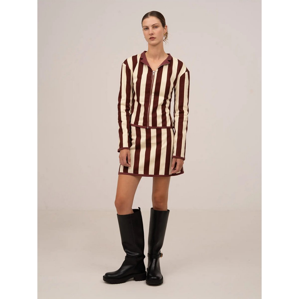 Whistle Burgundy stribet mininederdel