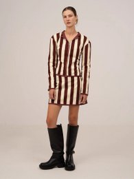 Whistle Burgundy stribet mininederdel
