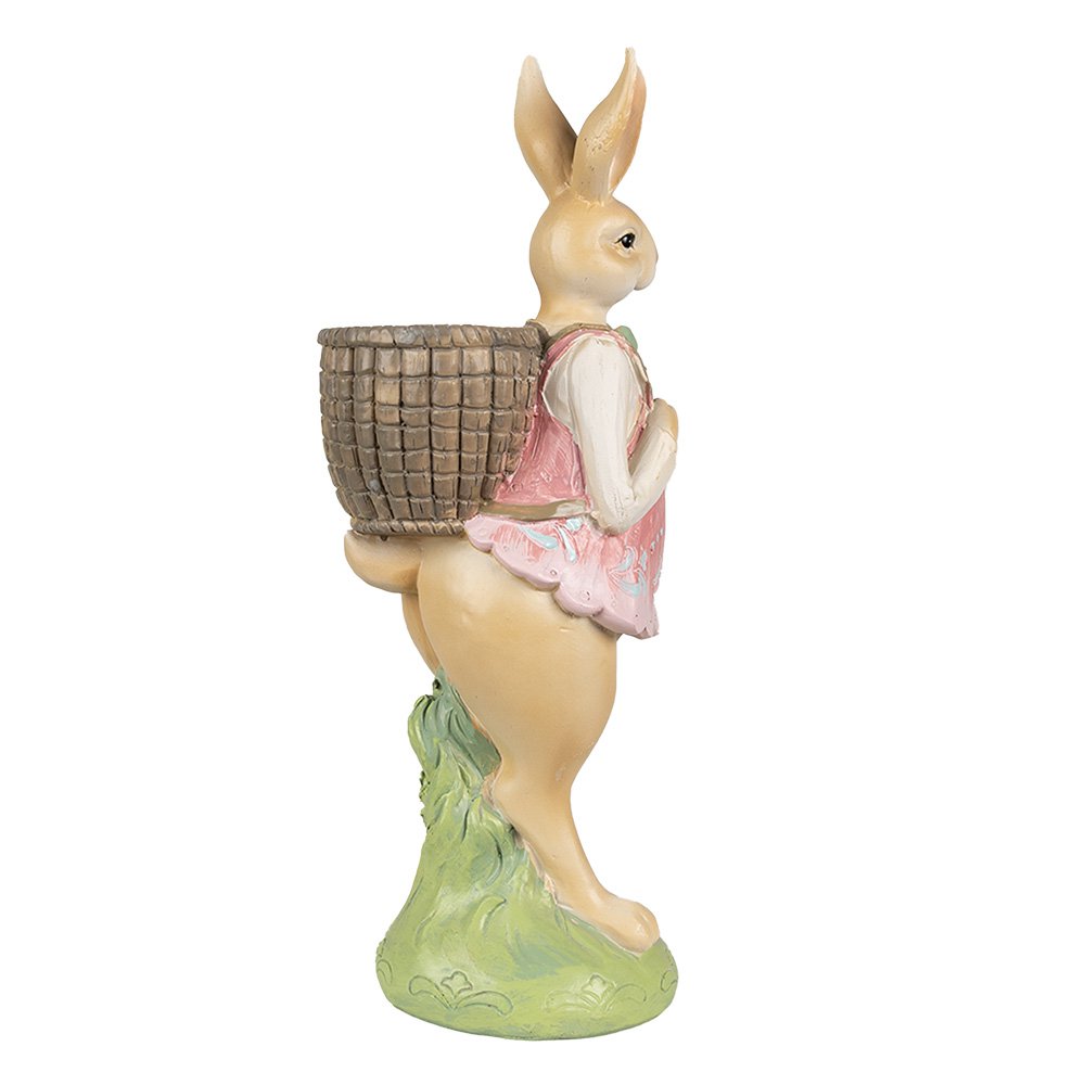 Beeld Konijn 31 cm Bruin Roze Polyresin Paasdecoratie