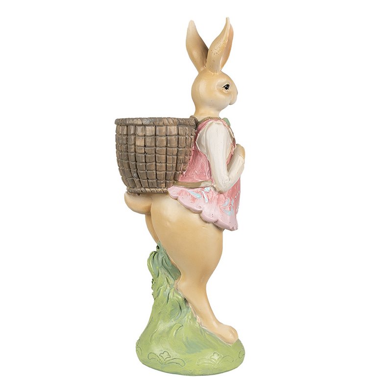 Kaninstatue 31 cm Brun Pink Polyresin påskedekoration
