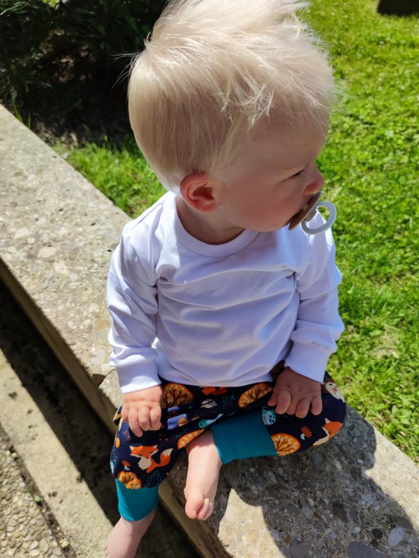 Pantaloni per bebè animali della foresta Forest Friends navy, verde abete