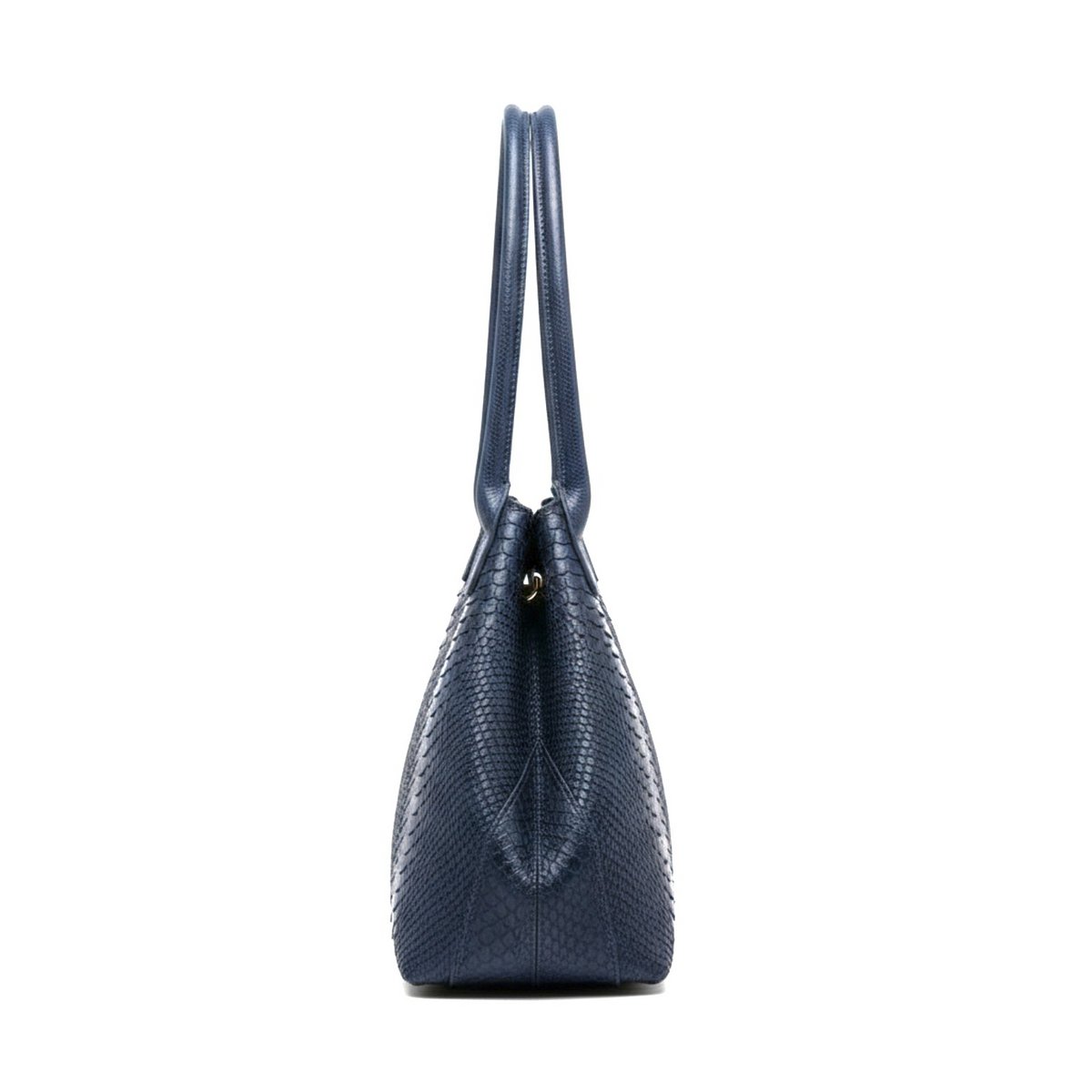 LOLA – Italiaanse leren tas met python-reliëf – Marineblauw