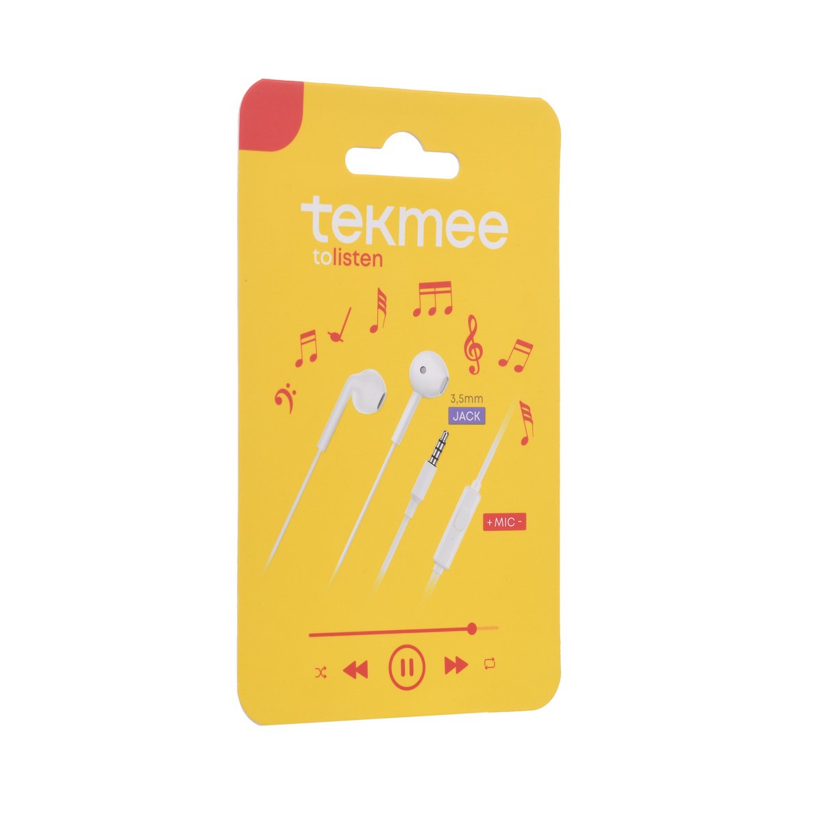 3.5mm Jack Stereo Earphones with Mic Tekmee – White