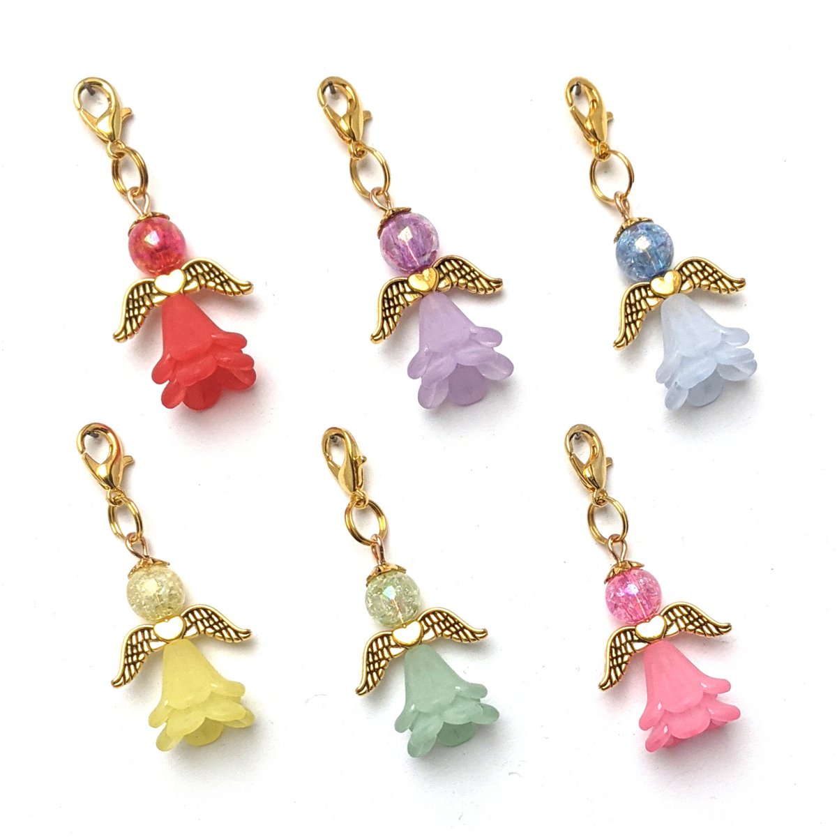 Beschermengel “Freya” sleutelhangers, set van 6, goudkleurig
