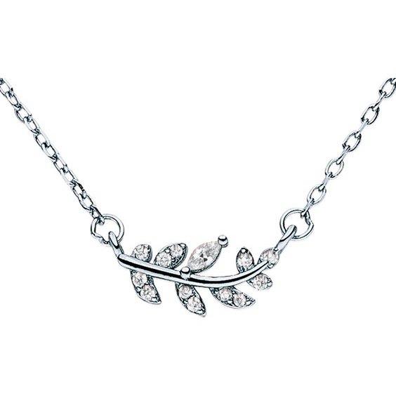Collana con ciondolo foglia con zirconi in argento 925