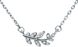 Collana con ciondolo foglia con zirconi in argento 925
