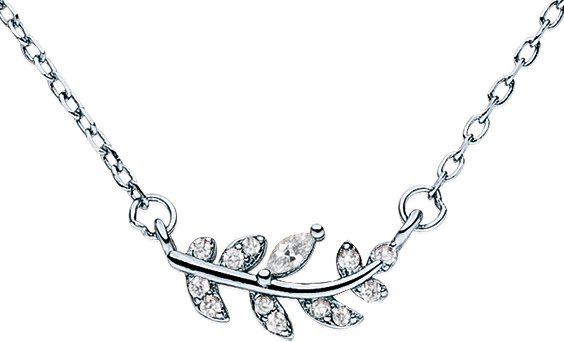Collana con ciondolo foglia con zirconi in argento 925