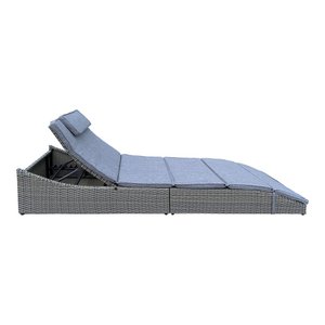 Split ligstoel - ligstoel, polyrattan/polyester, zwart, incl. kussen