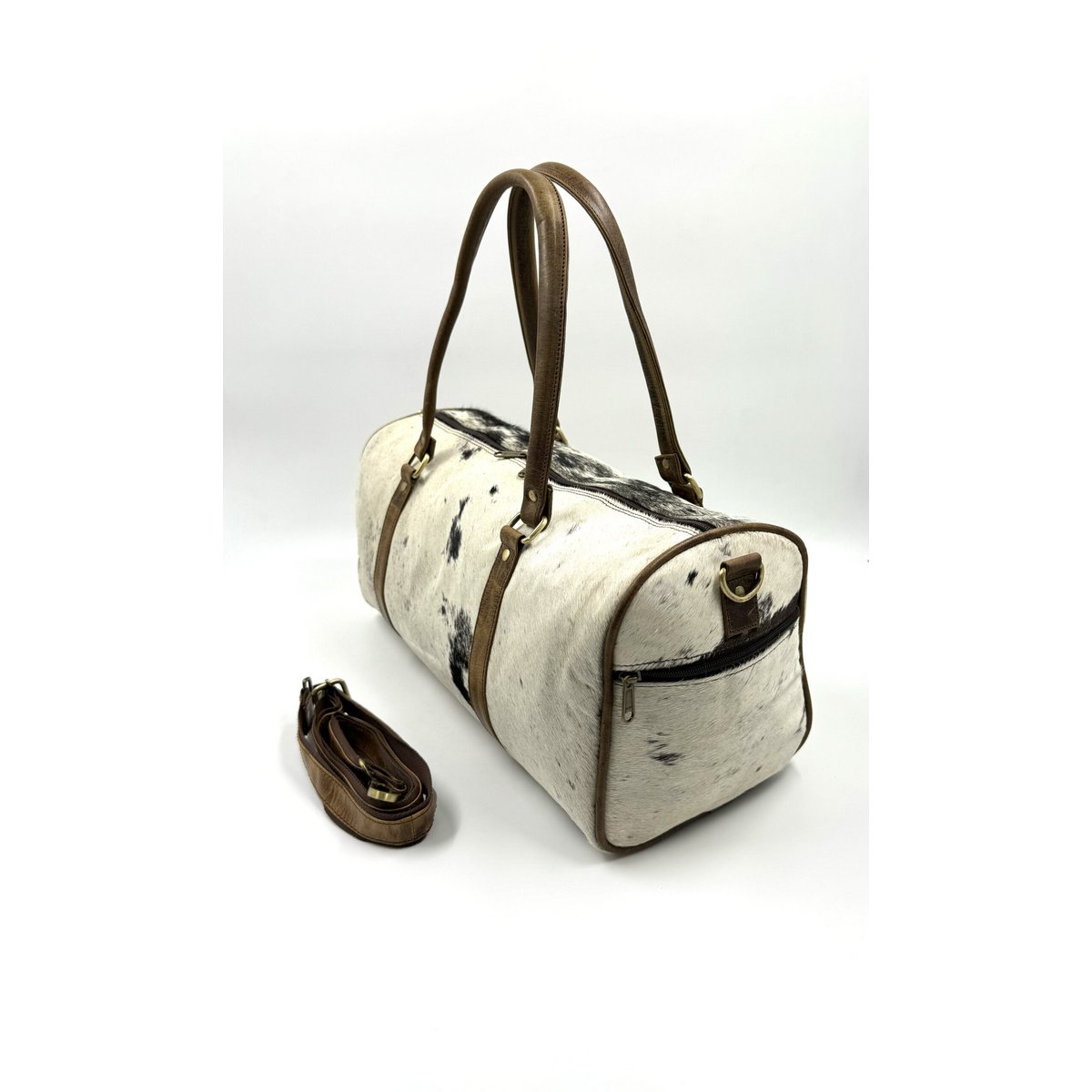 Håndlavet rejsetaske i læder og naturlig pels – Artisan 42 cm "Elite" Duffle & Unique Unisex Weekender
