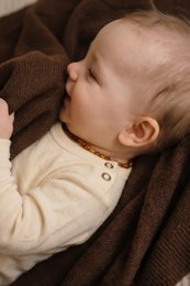 Coperta per neonati in lana / Coperta per bambini lavorata a maglia - Lana Merino - Bruna