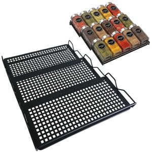 Spice rack horizontal in front of drawer