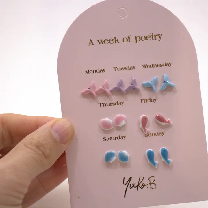 Box of 7 Earrings — Ocean Poetry Week - English