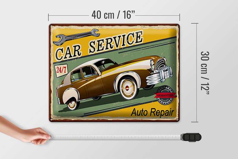 Blechschild Retro 40x30cm Car Service 24/7 Auto repair