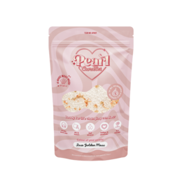  A round, tall, pearl-colored candle with a rose-golden color and texture, suitable for home decor.