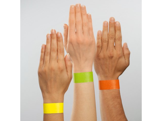 Bracelets événementiels Sigel super soft 255x25mm jaune fluo 120 pcs. y compris étiquettes