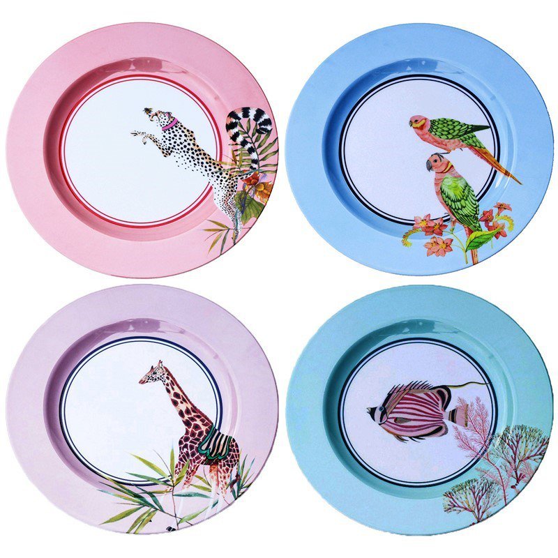 YE - Box of 4 assorted 26 cm melamine plates