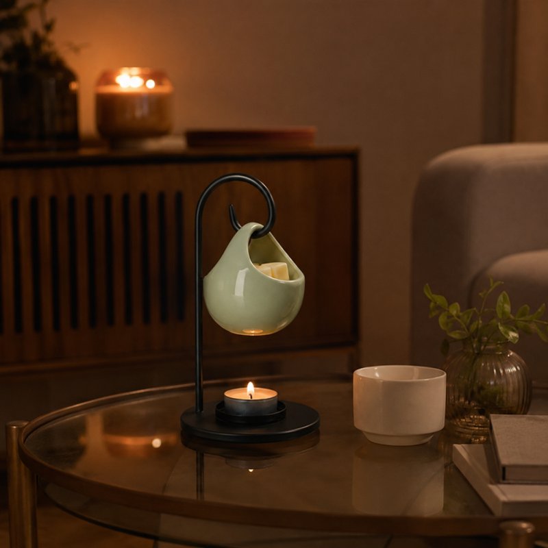 Perfume Burner Inspiration Series - Seis - in Ceramic and Metal - Tealight Holder, Scented Wax Burner - Aromatherapy Diffusion Accessory