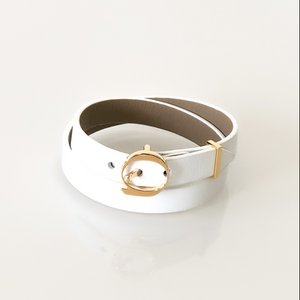 DUO TWIST leren armband Beige - Wit