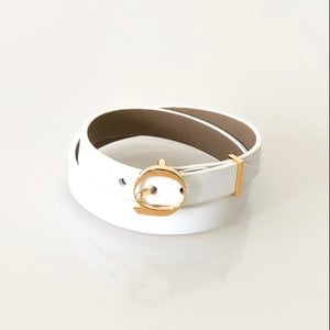 DUO TWIST leren armband Beige - Wit