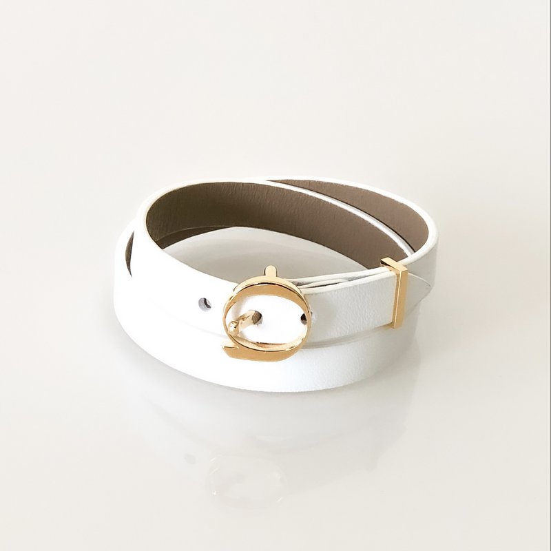 Bracciale in pelle DUO TWIST Beige - Bianco