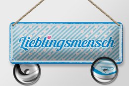 Blechschild Spruch 27x10 cm Lieblingsmensch blaues Herz Deko Schild