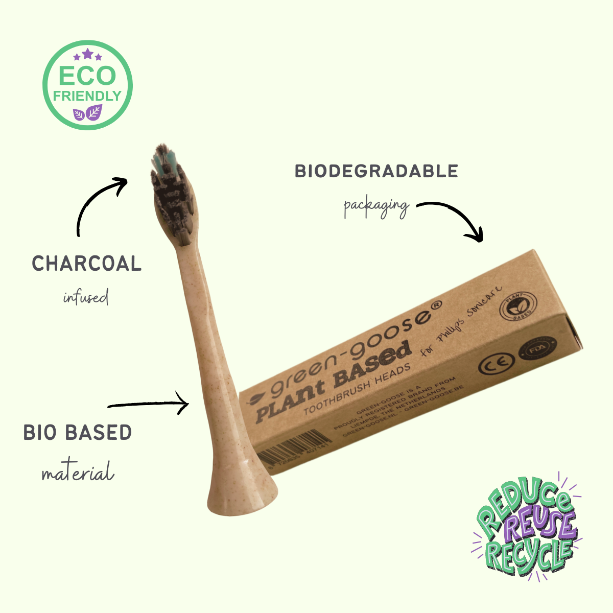 green-goose Sonicare Bio-based Brush Heads - 4 Pieces - Adults