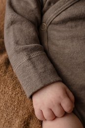 Woolen Wrap romper long sleeves – Merino wool – Walnut