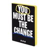 Be The Change - Graphic L  | nuuna Notizbuch A5+ | 3,5 mm Punktraster | 120 g Premium-Papier | Leder schwarz | nachhaltig produziert in Deutschland