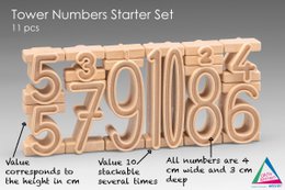 Stack Numbers Starter Set (11 sztuk) | Klocki RE-Wood® to edukacyjna zabawka edukacyjna