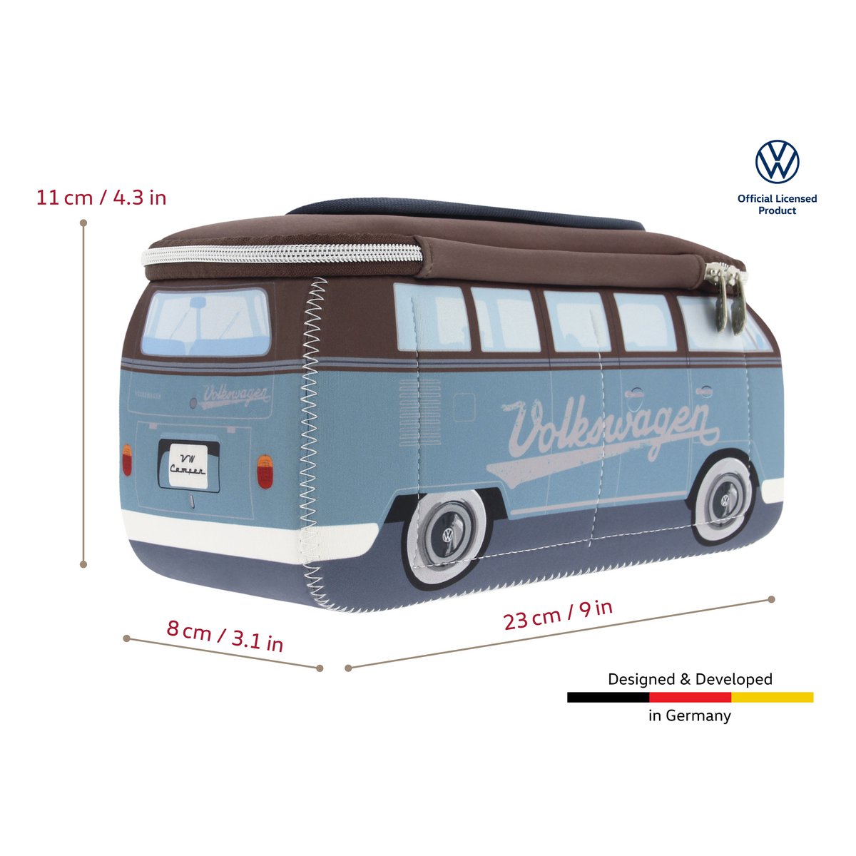 Volkswagen VW T1 Bus 3D Sac Néoprène Universel - Petit - /Pétrole & Marron