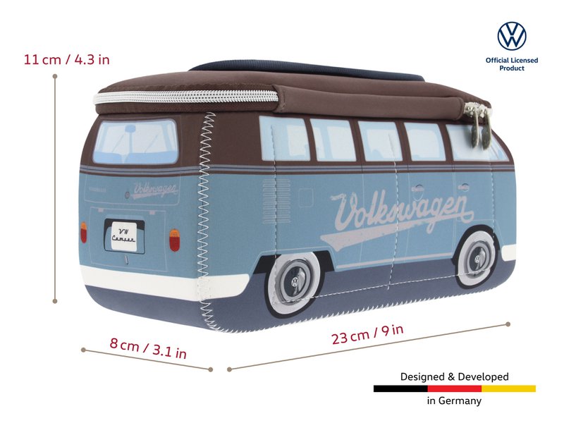 Volkswagen VW T1 Bus 3D Neopren Universal Taske - Lille - /Petrol & Brun