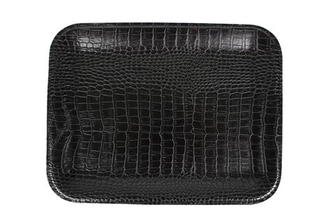 Tray flat large black crocodile