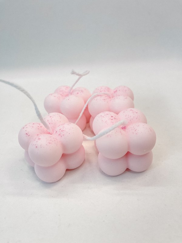 Bubble candle Pink with speckles (small) | rapeseed wax
