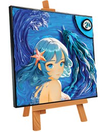 "3D manga art painting kit with blue water theme, anime girl character, interactive sensory craft"