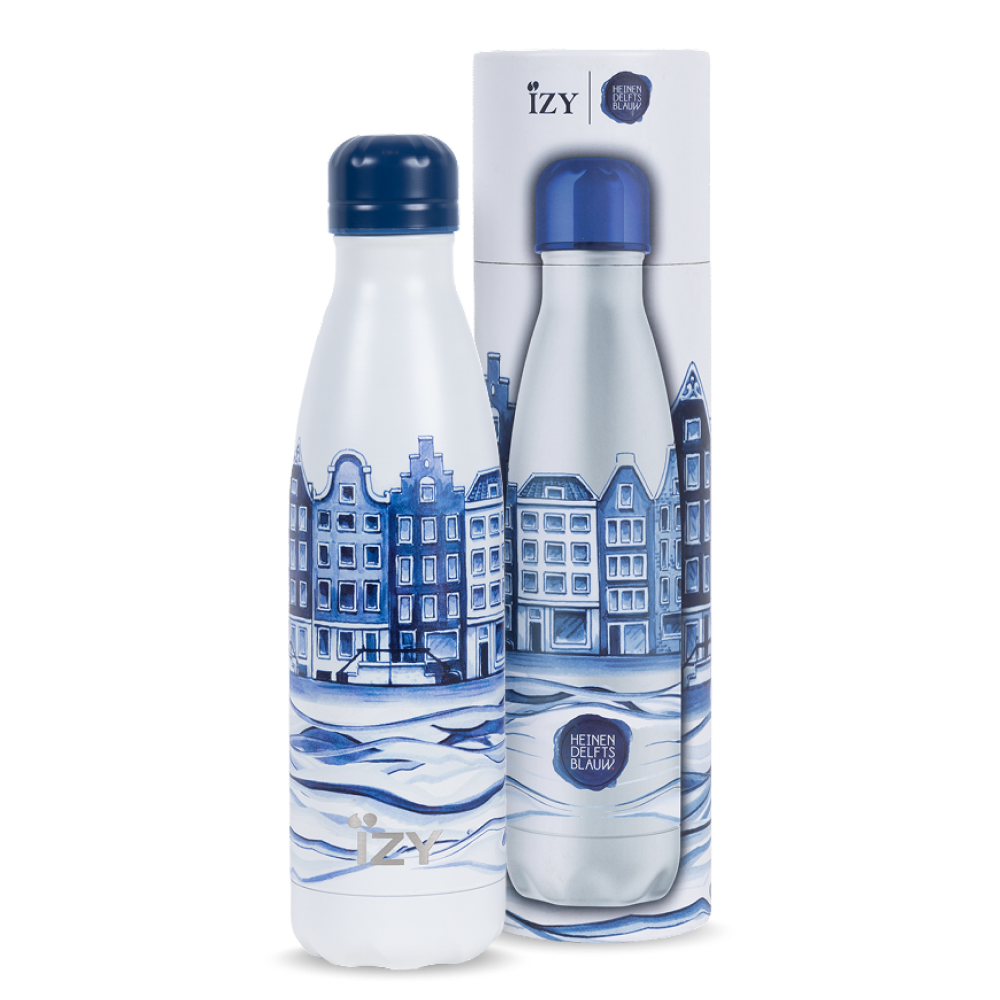 IZY Thermos Bottle Heinen Delfts Blue - Plateel - 500ML To-Go Insulated Water Bottles