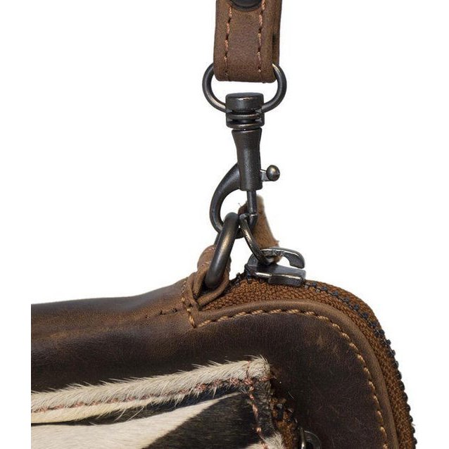 Arrigo Cognac Colored Dames CrossBody Tas/Clutch med Luiopard Direer Print in Learning