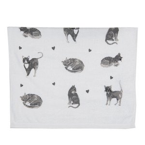 Gastendoekje 40x66 cm Grijs Wit Katoen Katten Toilet Handdoek